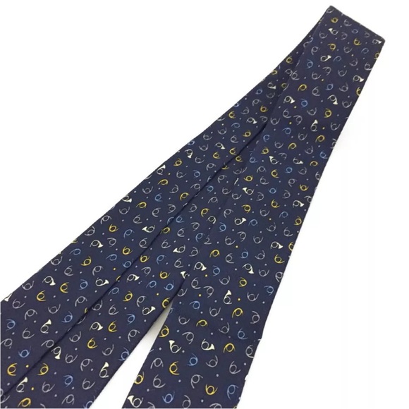 AUTH Salvatore Ferragamo 100% Silk Tie Navy - Picture 4 of 8